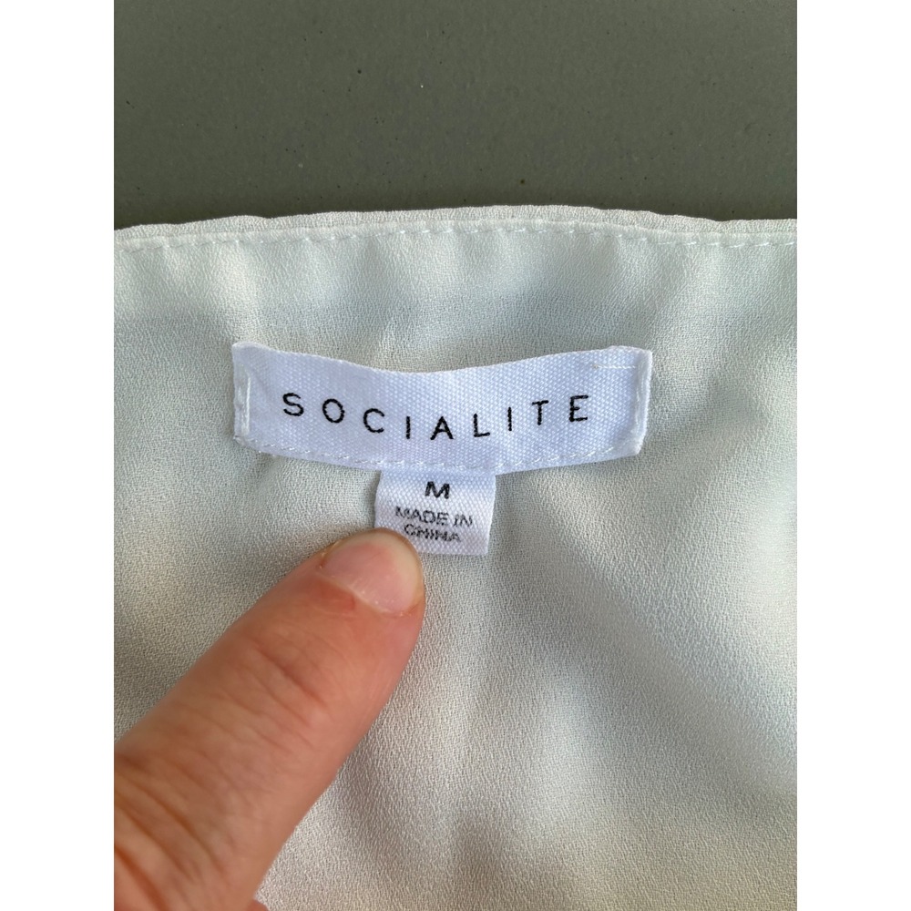 Socialite White Lace Trim Cami Top Womens Medium V-Neck Adjustable Straps Y2K - Picture 3 of 7